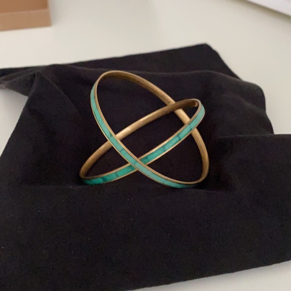 SOLD J. Crew Green Skinny Bangles (Set of 2) - Picture 2 of 4